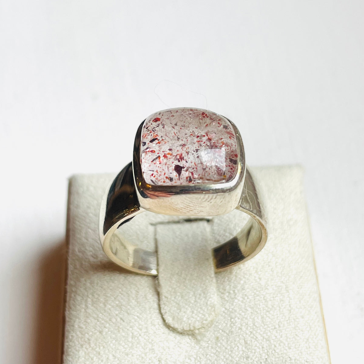 Strawberry Hematoid Medium Square Ring - US 9.5