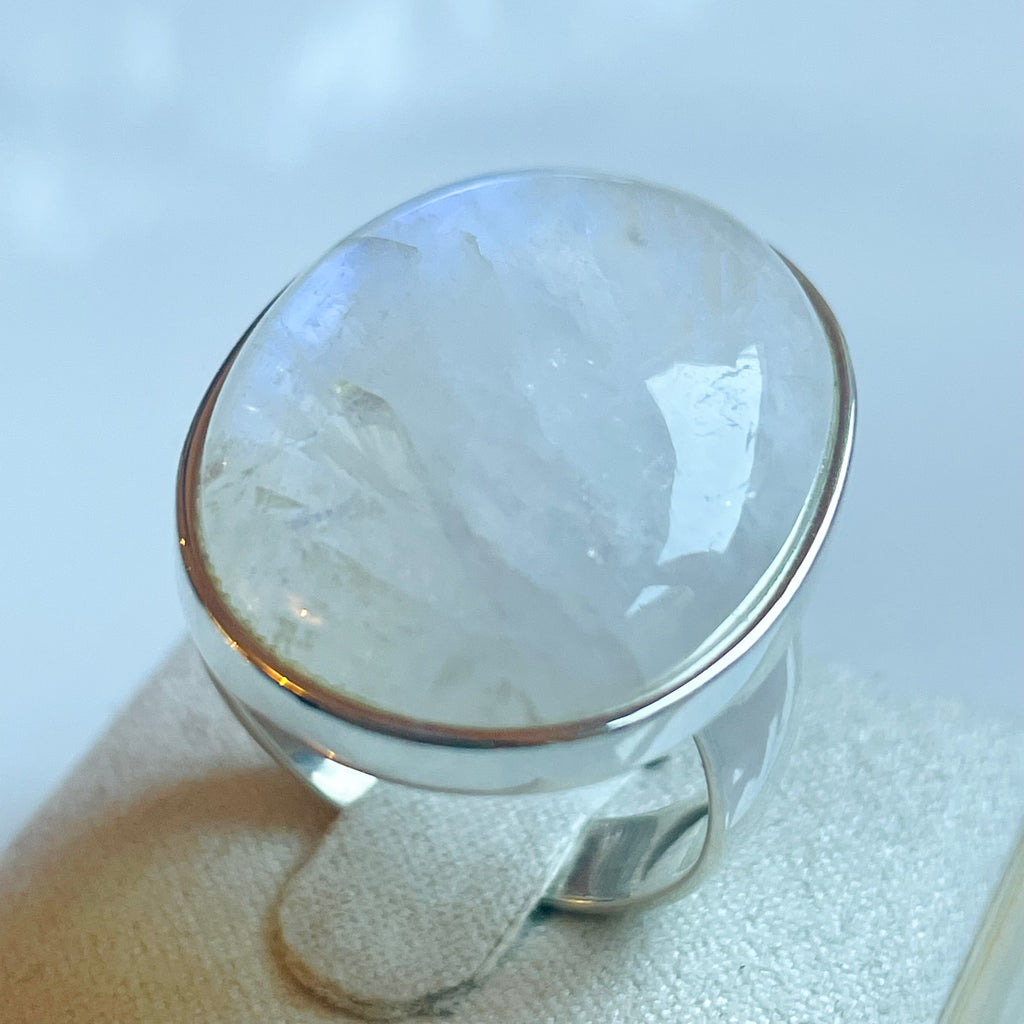 Rainbow Moonstone Large Oval Ring - US 8