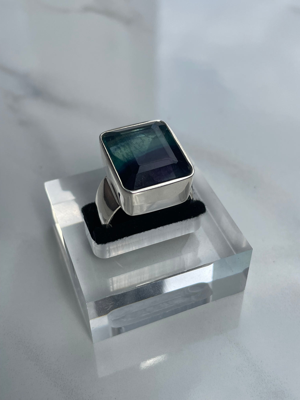 Fluorite Chunky Rectangle Ring - US 9