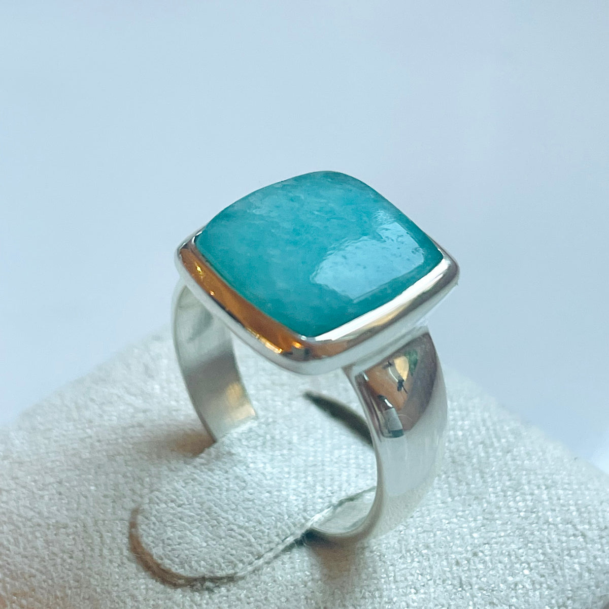 Amazonite Small Square Ring - US 5.5