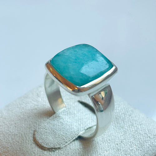 Amazonite Small Square Ring - US 5.5