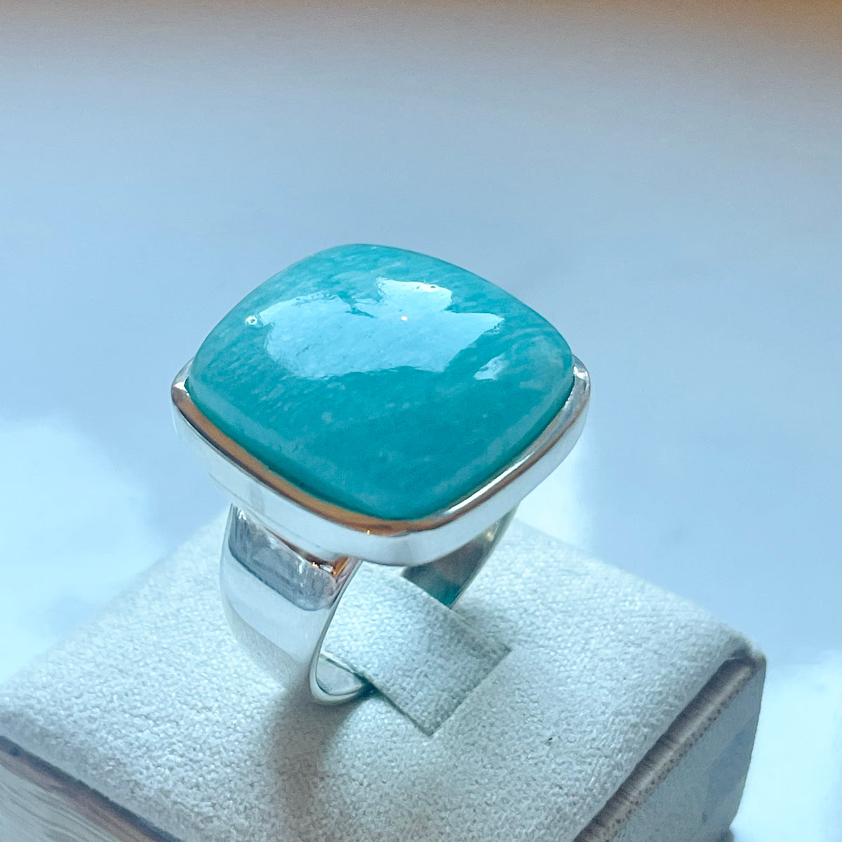 Amazonite Large Square Ring - US 8