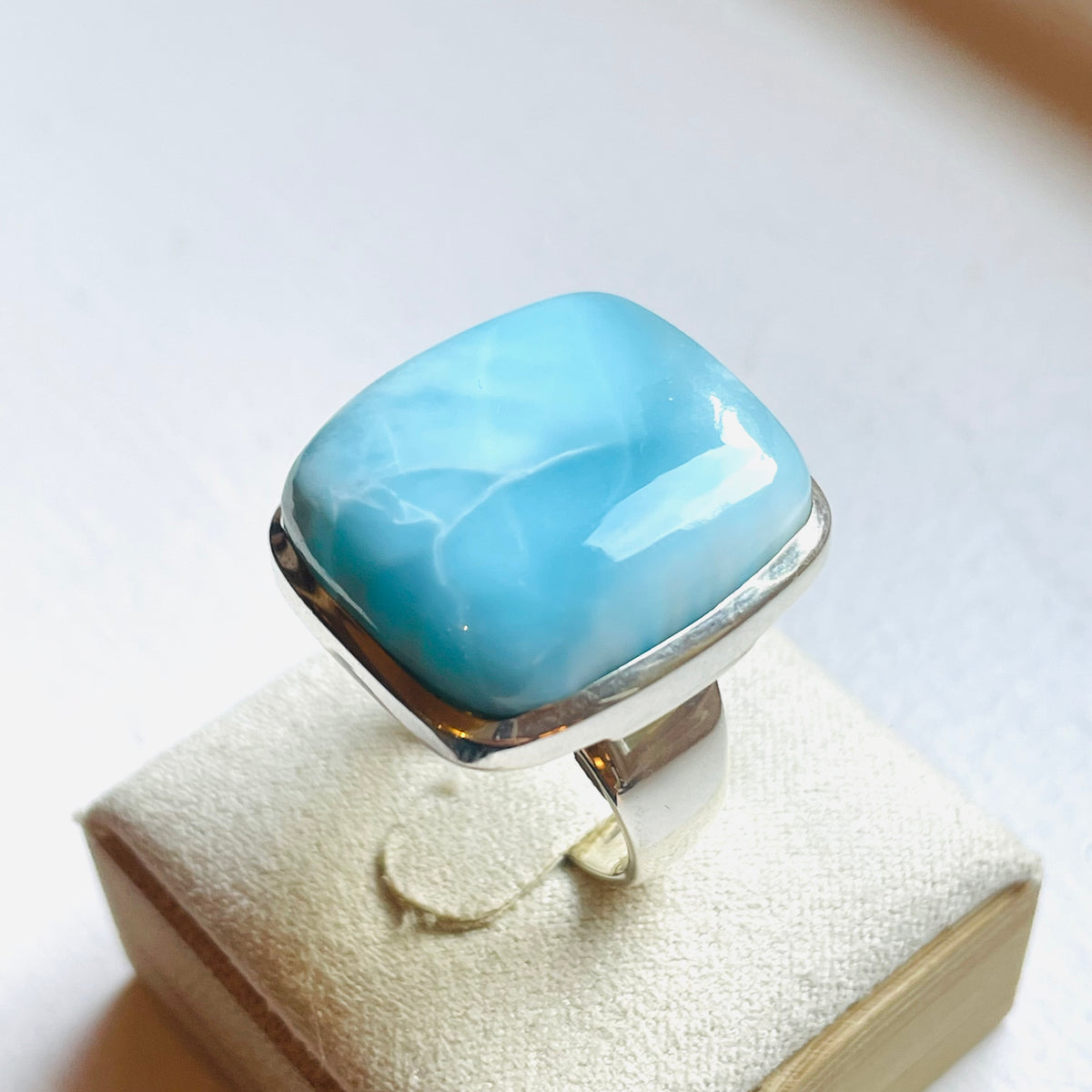 Larimar Large Square Ring - US 8.5