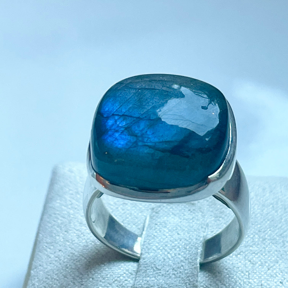 Labradorite Medium Rounded Square Ring - US 8
