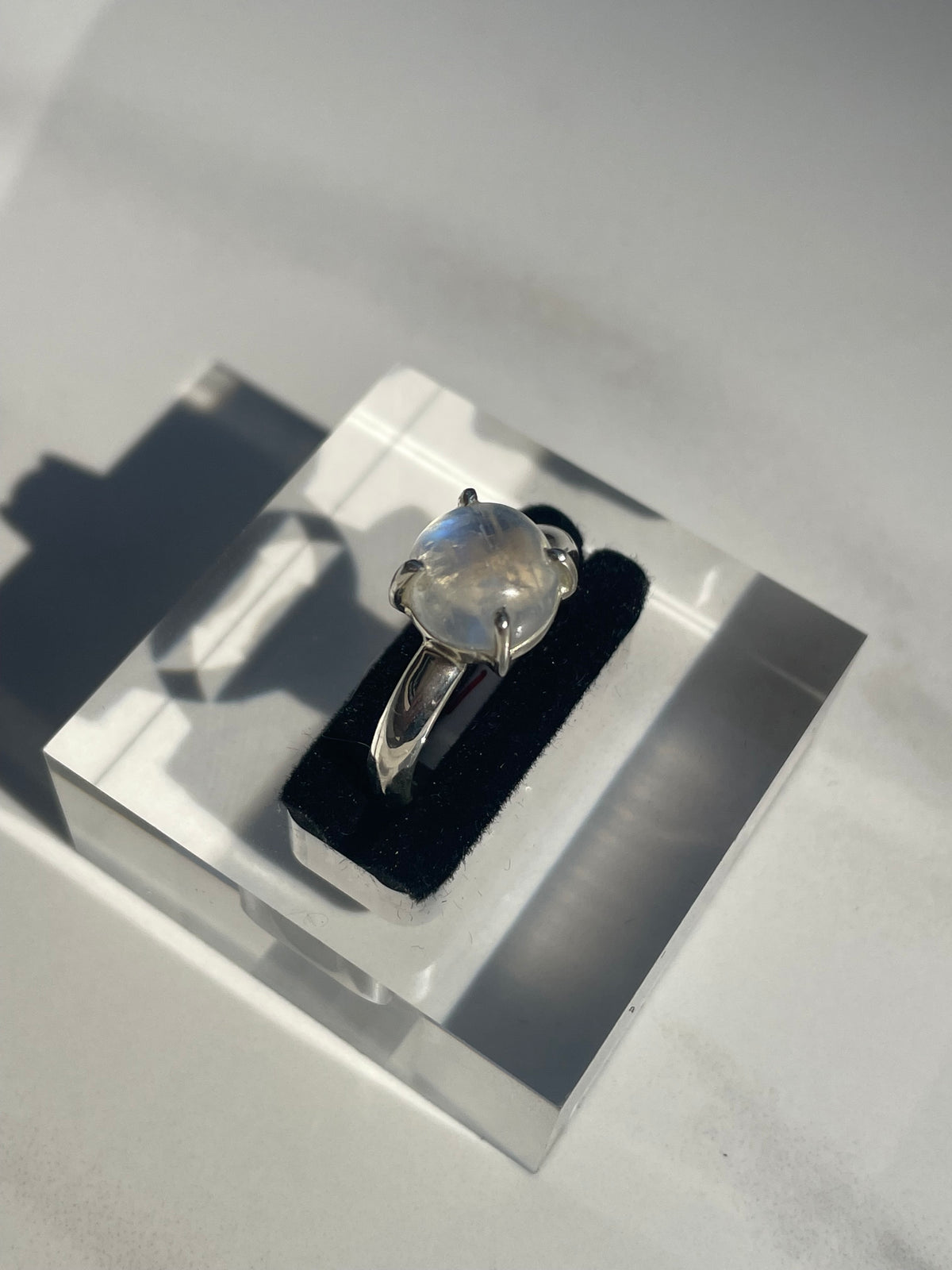 Moonstone Small Round Four-Prong-Set Ring - US 8