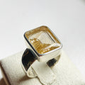 Rutilated Quartz Medium Rectangle Cut Ring - US 7.5