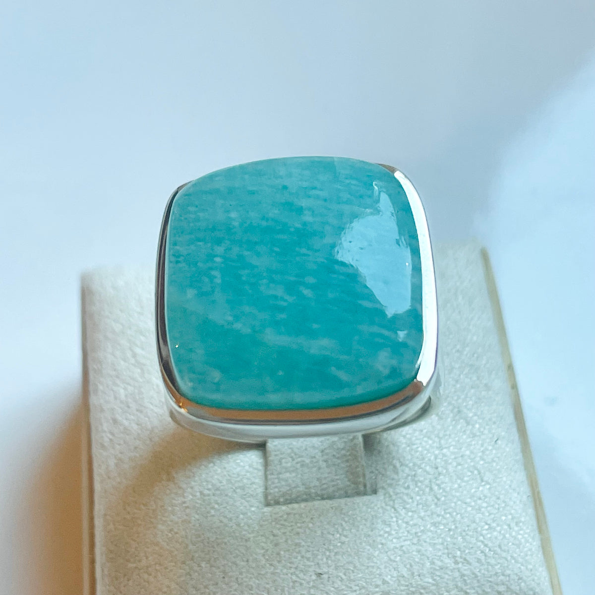 Amazonite Large Square Ring - US 8