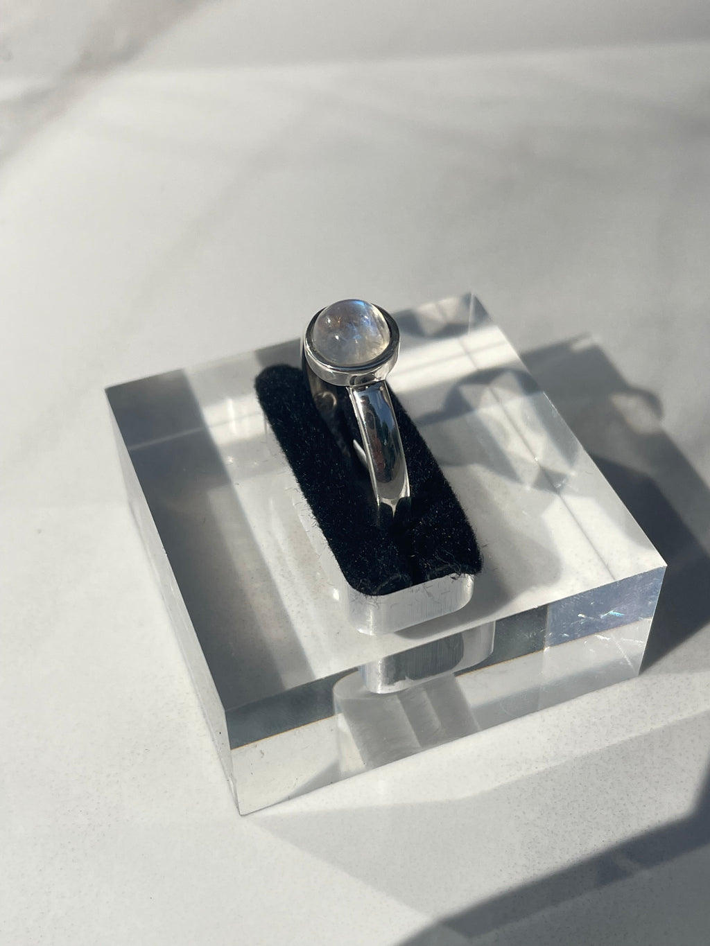 Moonstone Small Bezel-Set Ring #1 - US 8.5