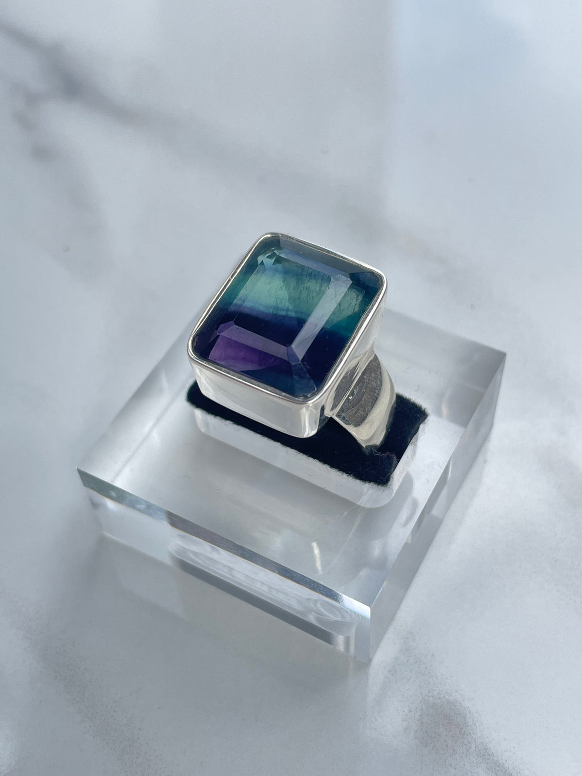 Fluorite Chunky Rectangle Ring - US 9