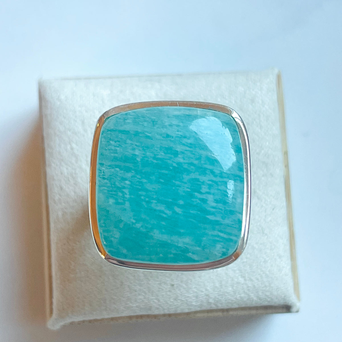 Amazonite Large Square Ring - US 8
