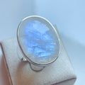 Rainbow Moonstone Large Oval Ring - US 8