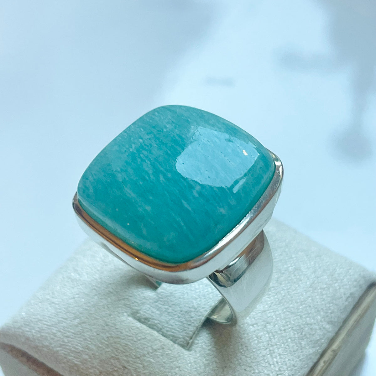 Amazonite Large Square Ring - US 8