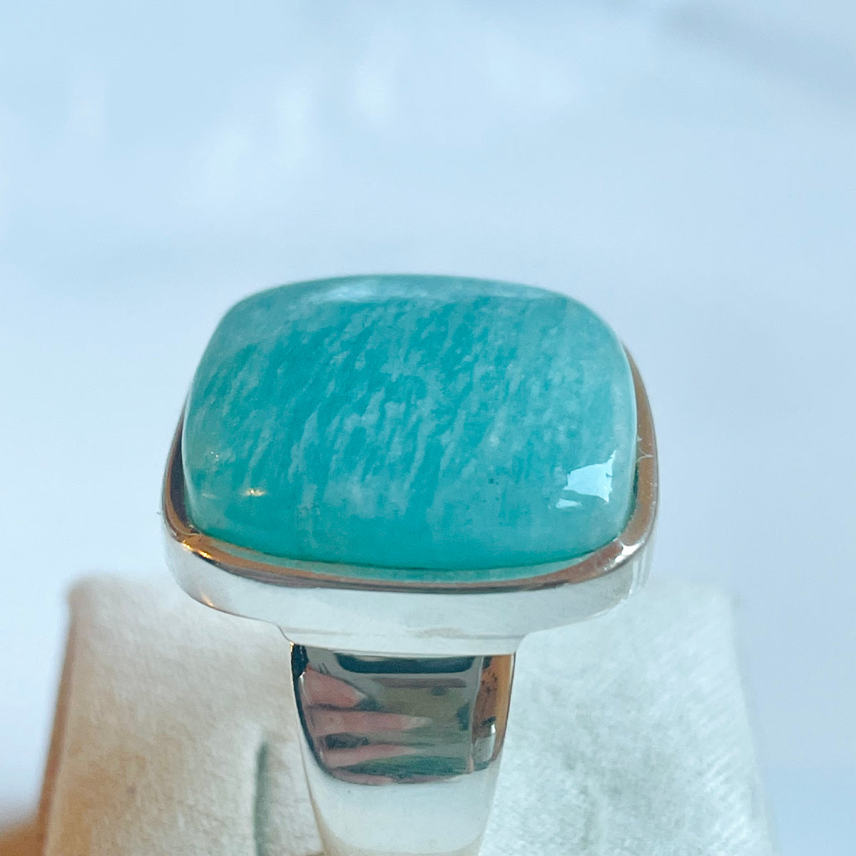 Amazonite Large Square Ring - US 8