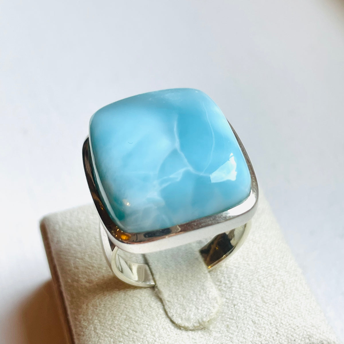 Larimar Large Square Ring - US 8.5