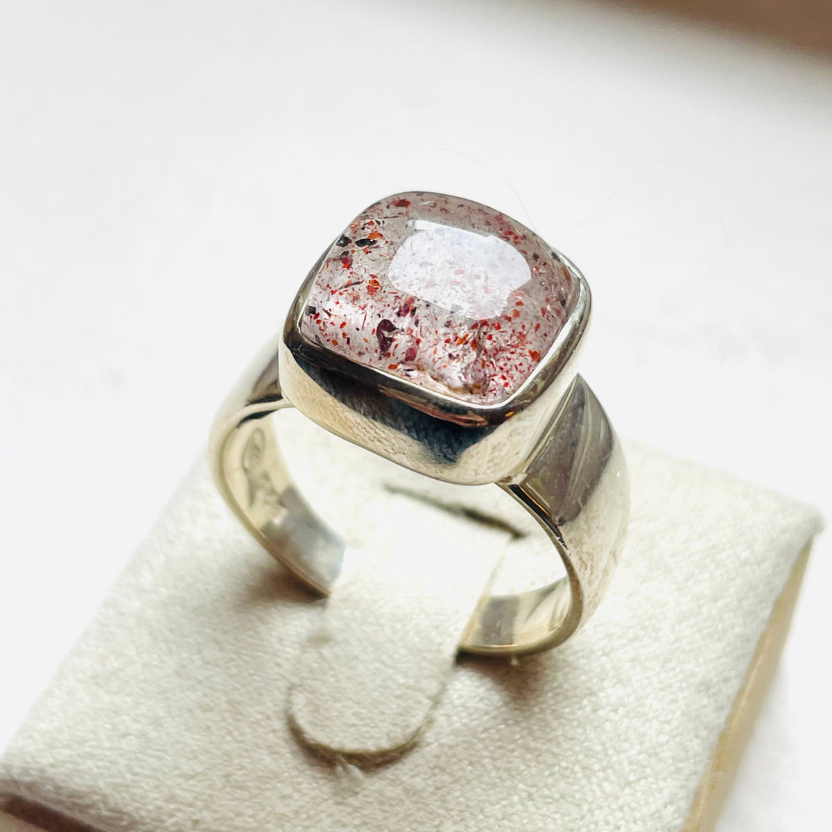 Strawberry Hematoid Medium Square Ring - US 9.5