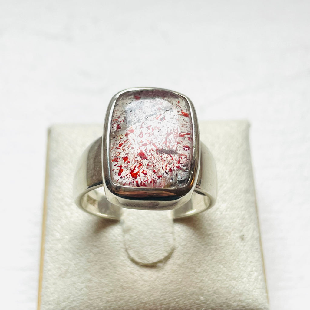 Strawberry Hematoid Medium Rectangle Ring - US 9.5