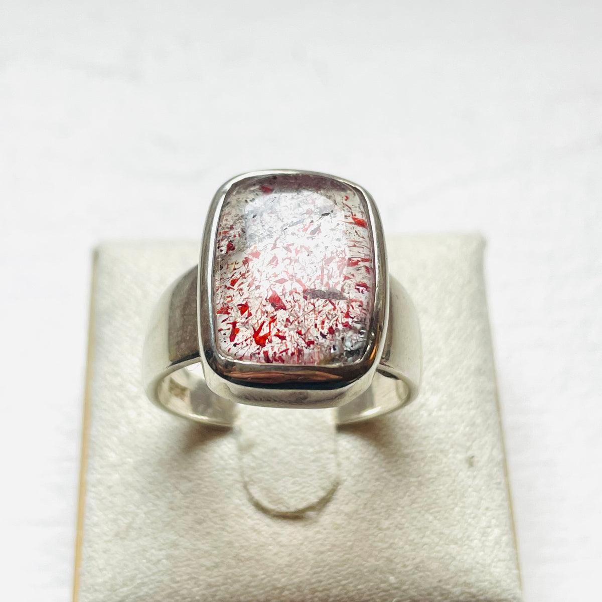 Strawberry Hematoid Medium Rectangle Ring - US 9.5