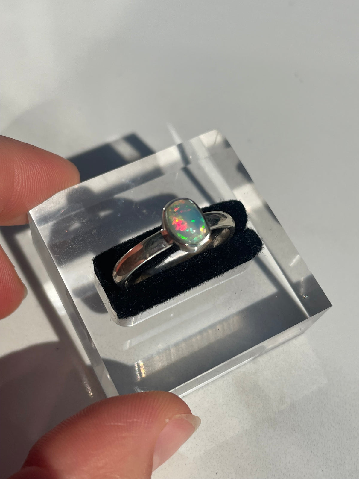 Opal Small Bezel-Set Ring #3 - US 9.5
