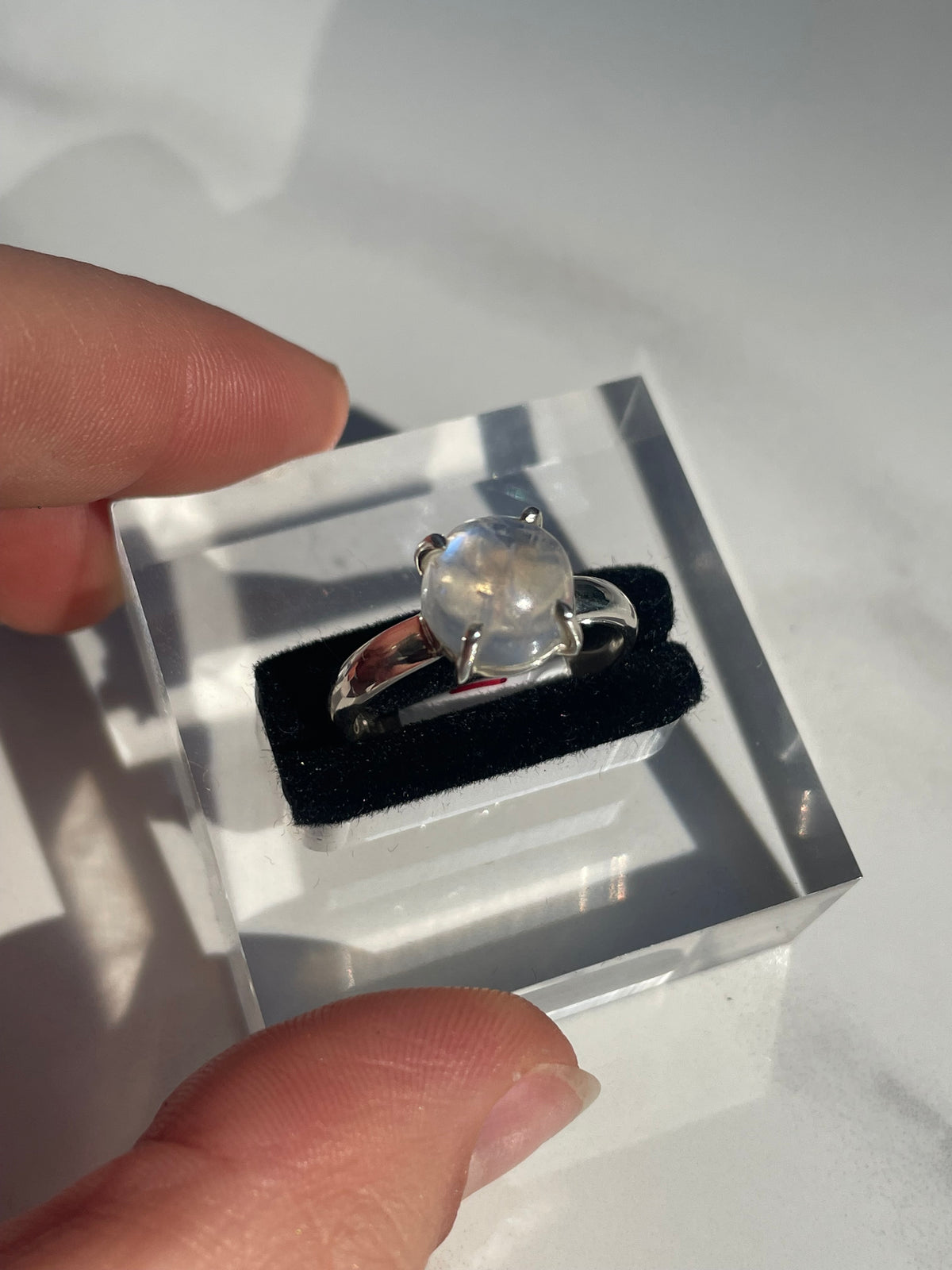 Moonstone Small Round Four-Prong-Set Ring - US 8