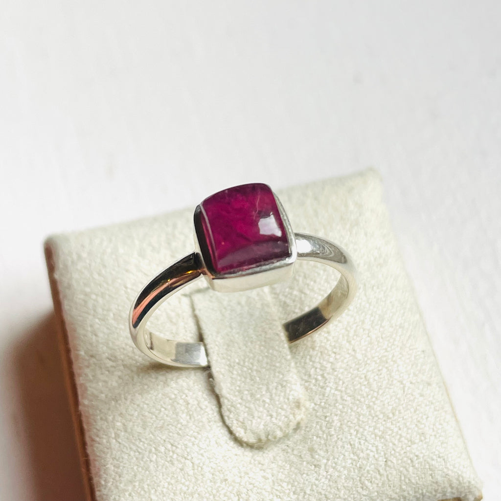 Pink Tourmaline Small Square Dome Ring - US 9
