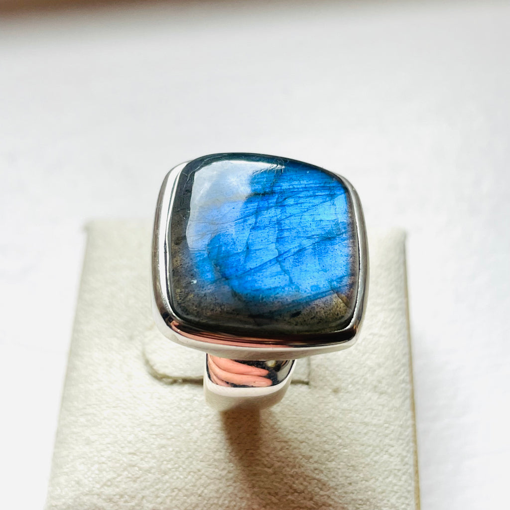 Labradorite Polished Square Ring #2 - US 6.5