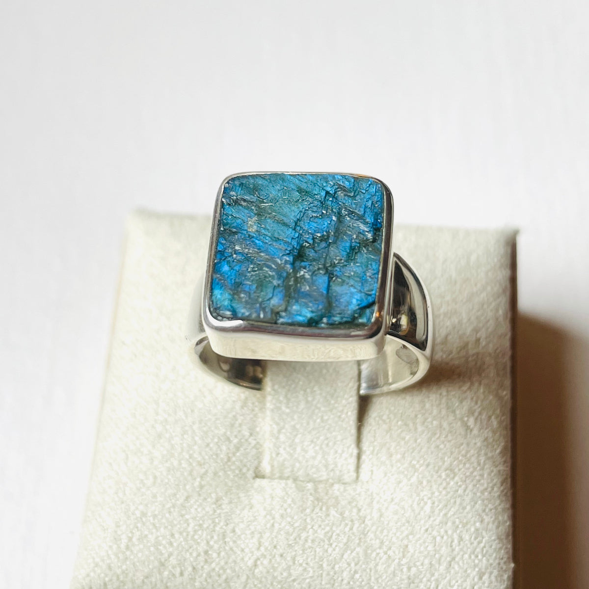 Labradorite Rough Square Ring #2 - US 5.5