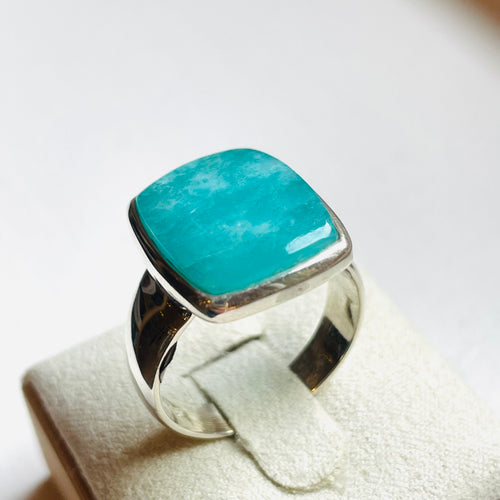 Amazonite medium Rectangle Ring - US 9.5