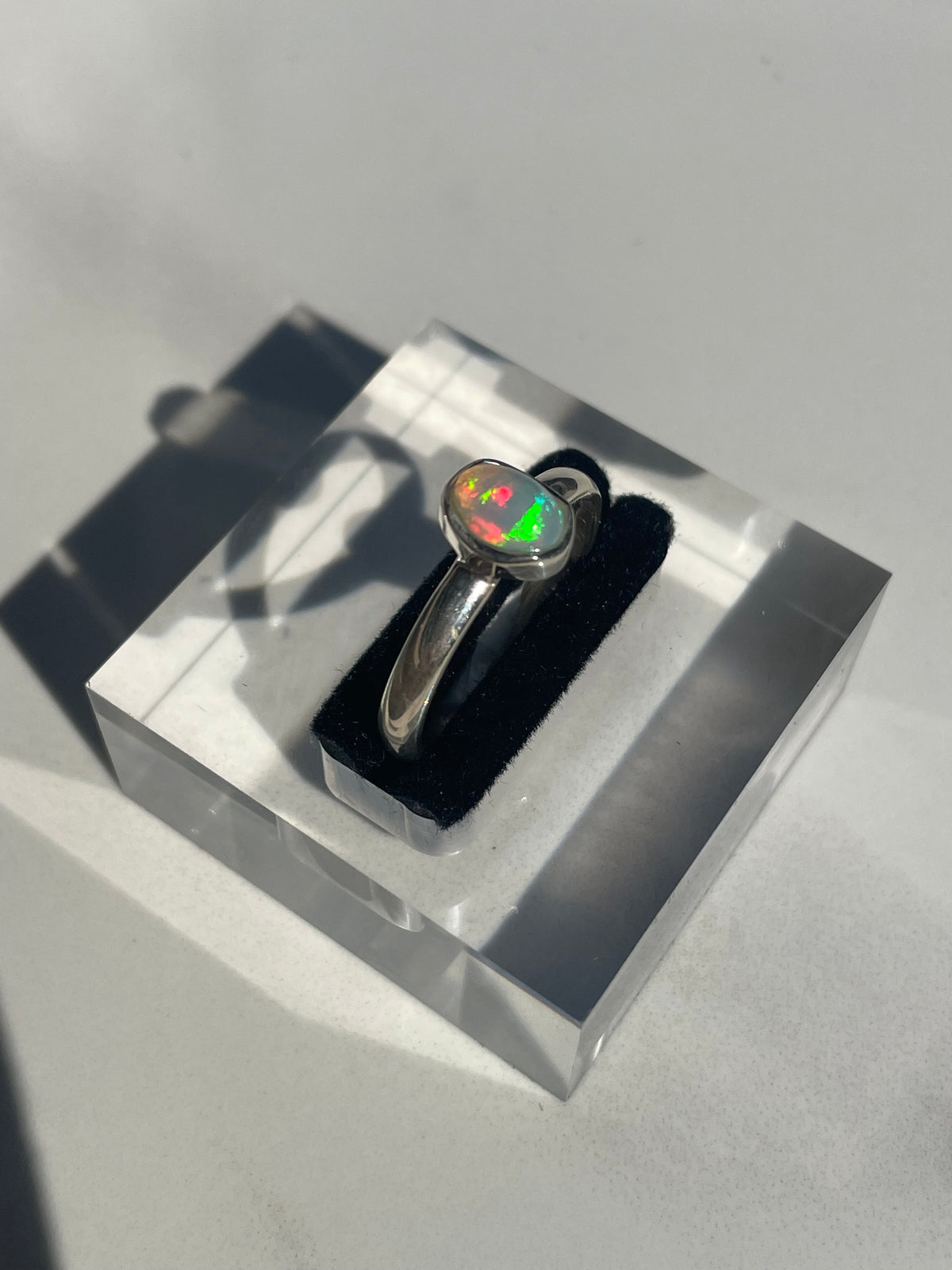 Opal Small Bezel-Set Ring #3 - US 9.5