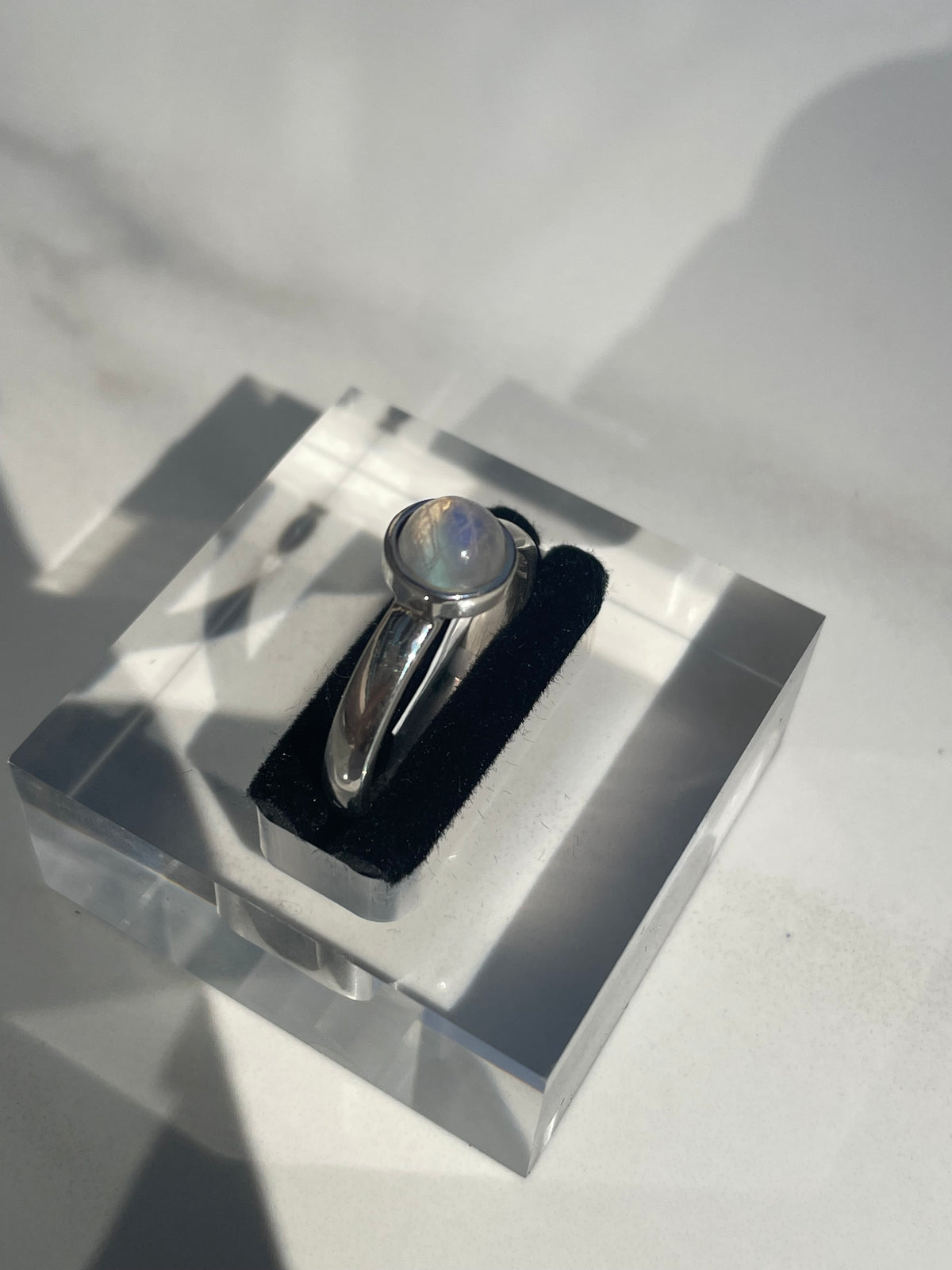 Moonstone Small Bezel-Set Ring #1 - US 8.5