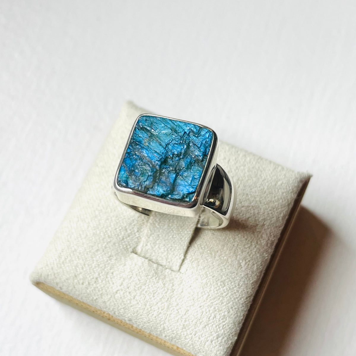 Labradorite Rough Square Ring #2 - US 5.5