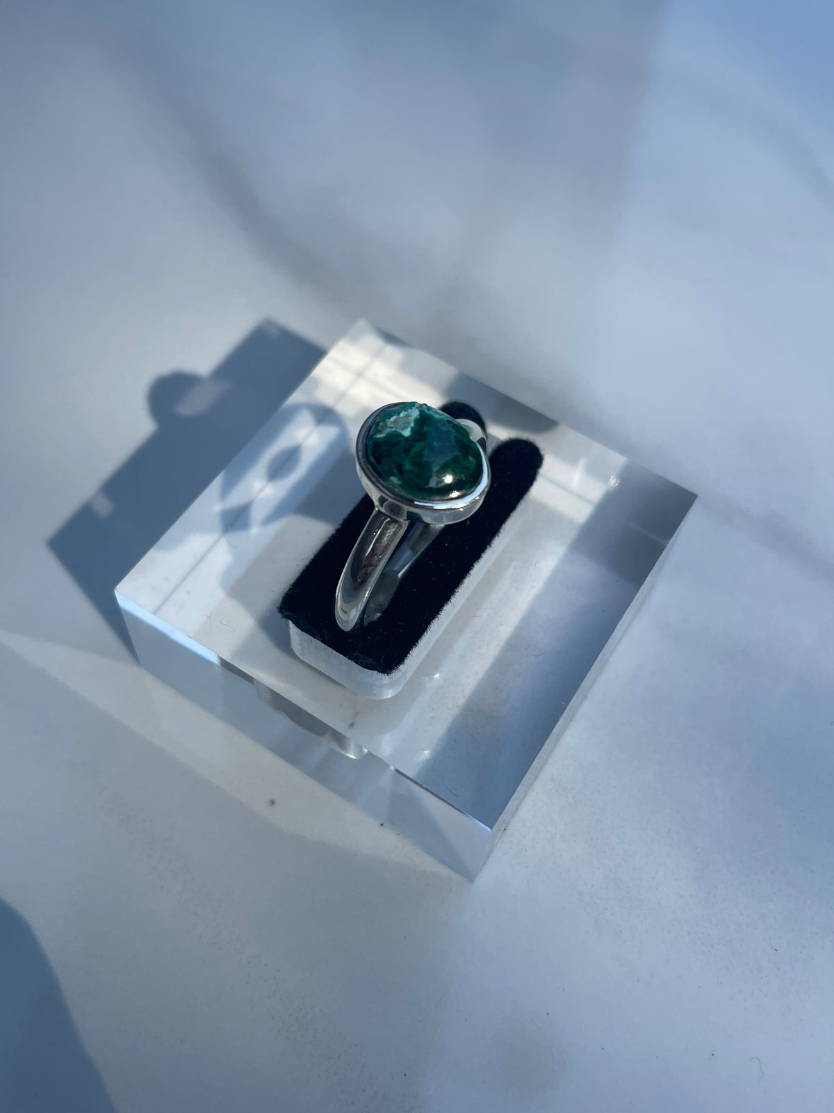 Green Azurite Small Oval Ring - US 7