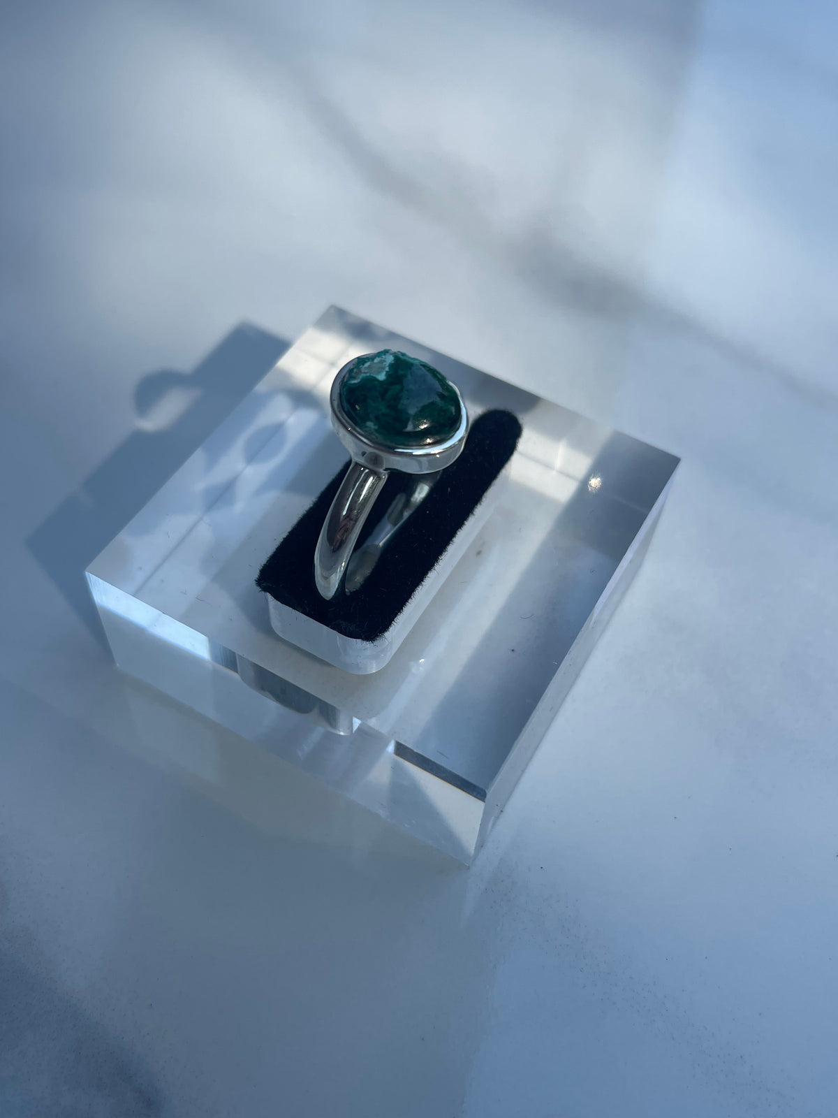 Green Azurite Small Oval Ring - US 7