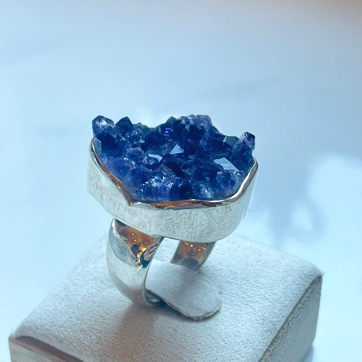 Amethyst Rough Large Bezel-Set Ring - US 8