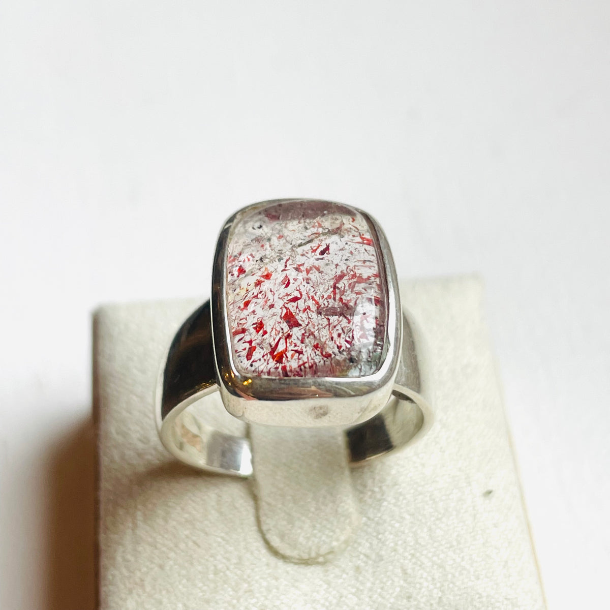 Strawberry Hematoid Medium Rectangle Ring - US 9.5