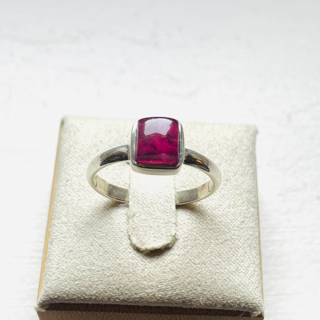 Pink Tourmaline Small Square Dome Ring - US 9