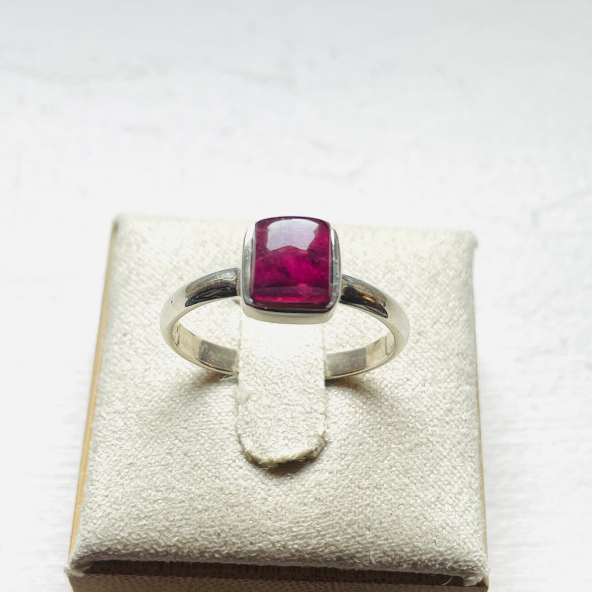 Pink Tourmaline Small Square Dome Ring - US 9