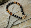 Xander Kostroma - Men’s Bracelet Tiger’s Eye and Black Onyx