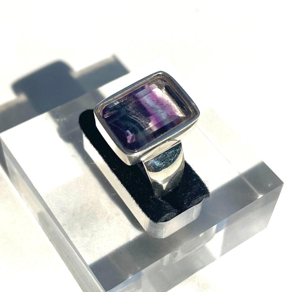 Fluorite Medium Emerald Cut Ring - US 7