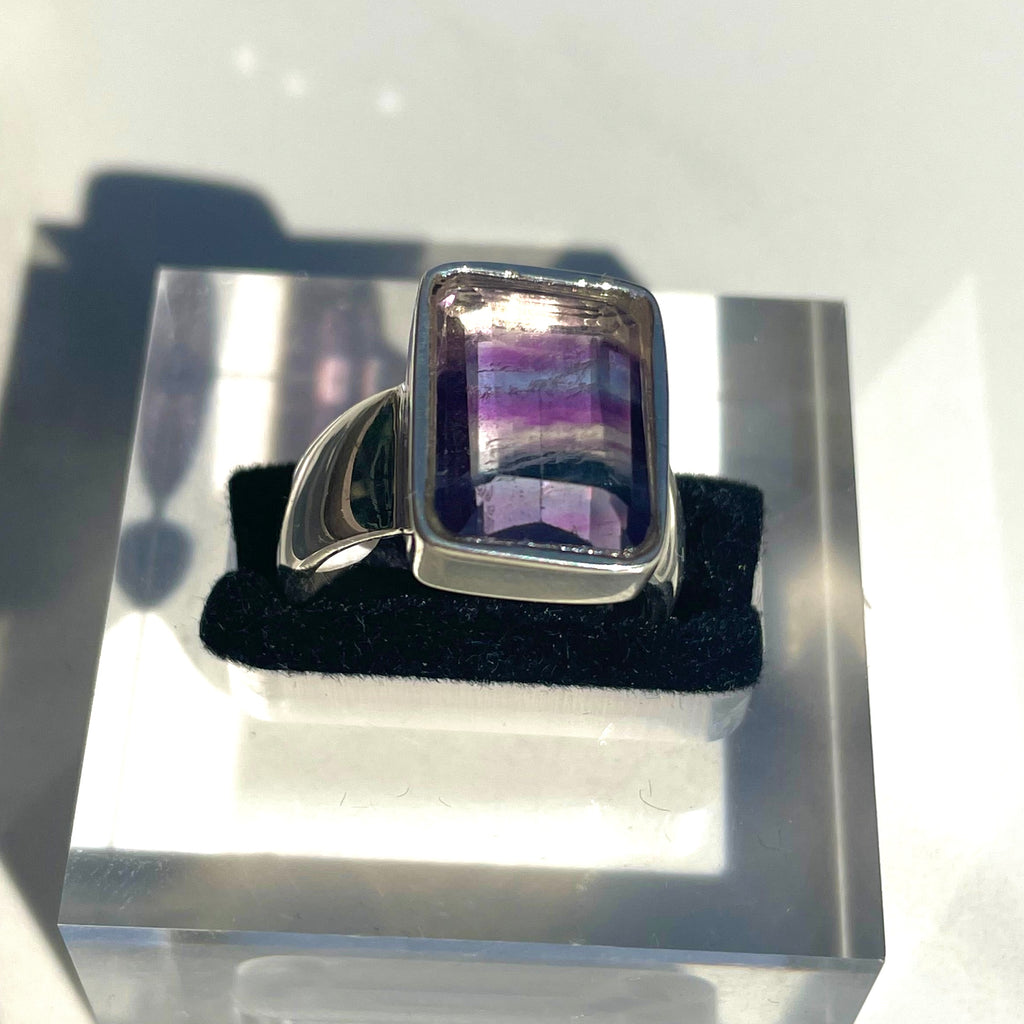 Fluorite Medium Emerald Cut Ring - US 7