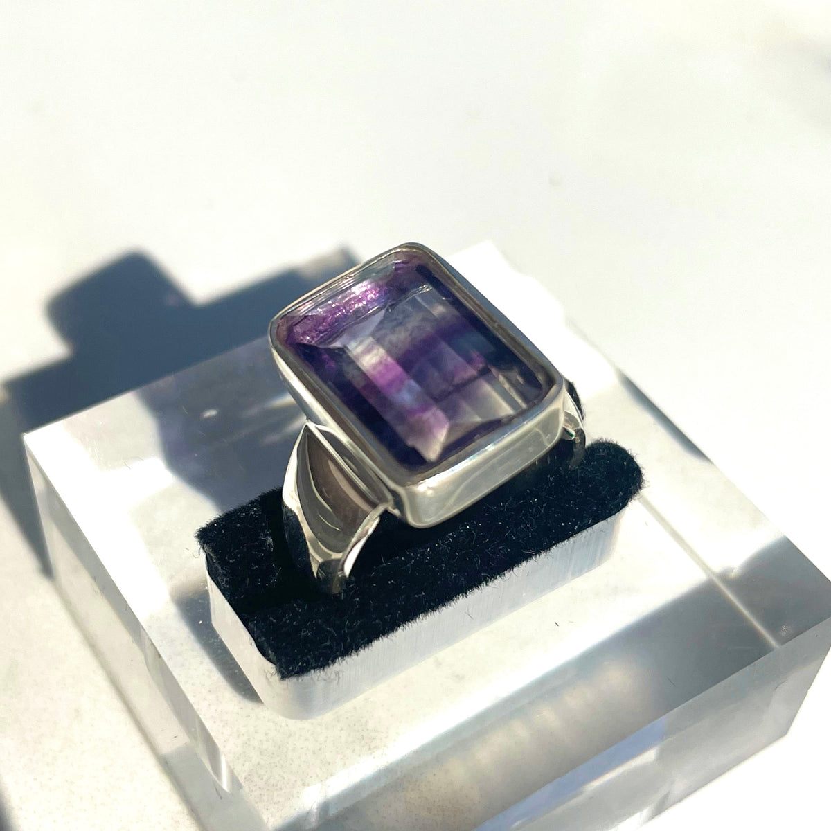 Fluorite Medium Emerald Cut Ring - US 7