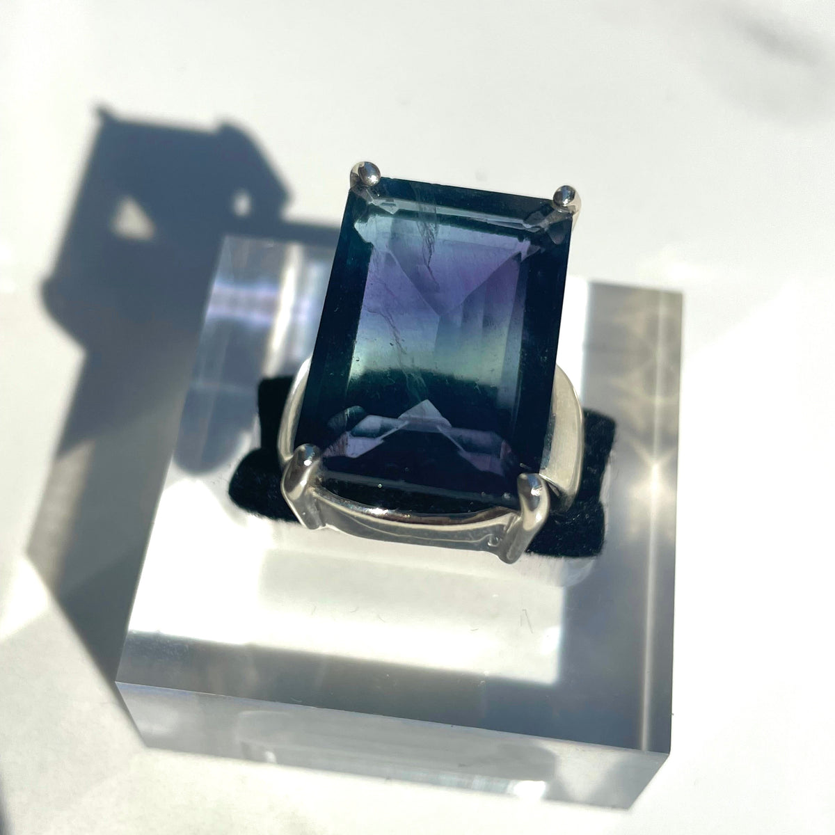 Fluorite Large Emerald Cut Ring - US 9