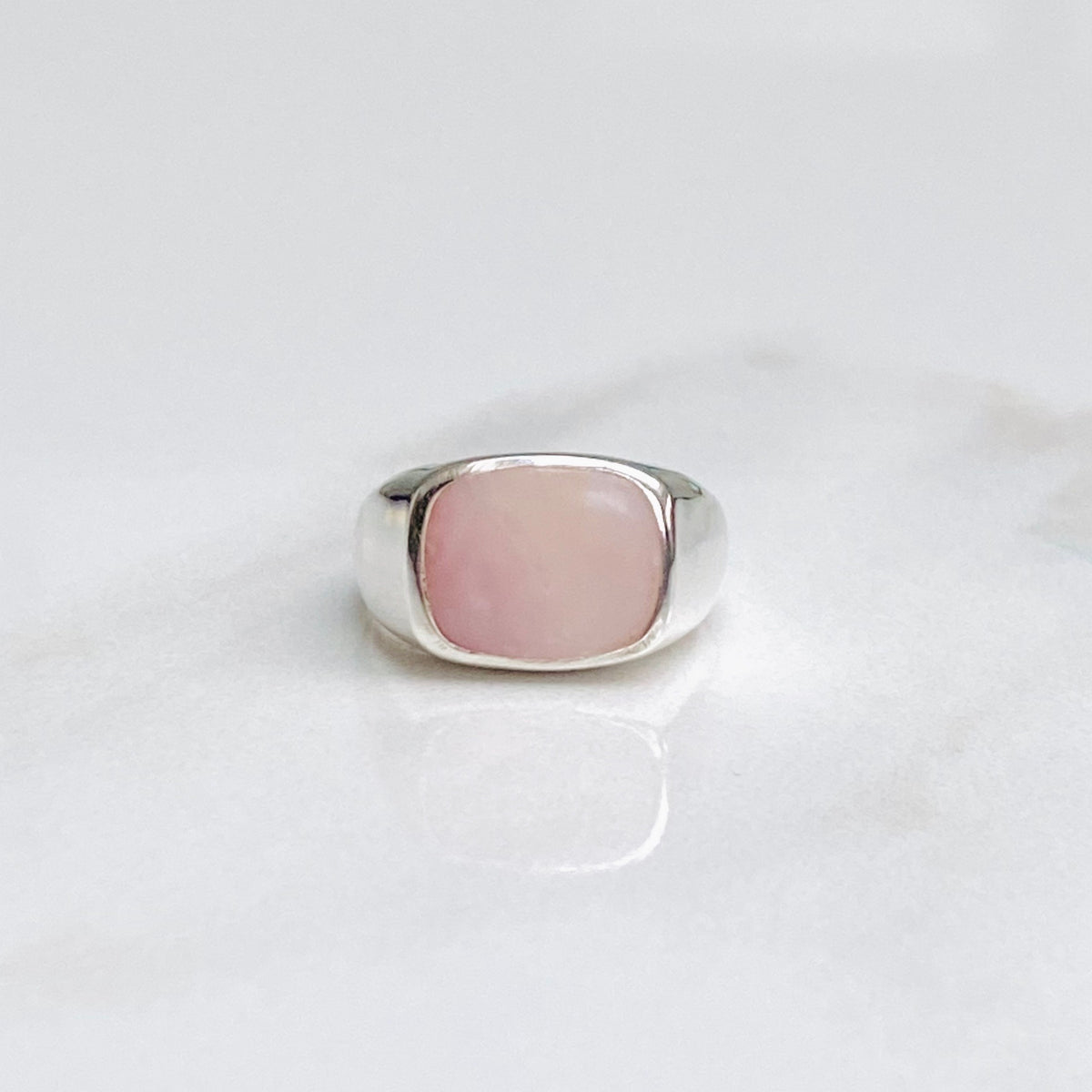 Pink Opal Signet Ring