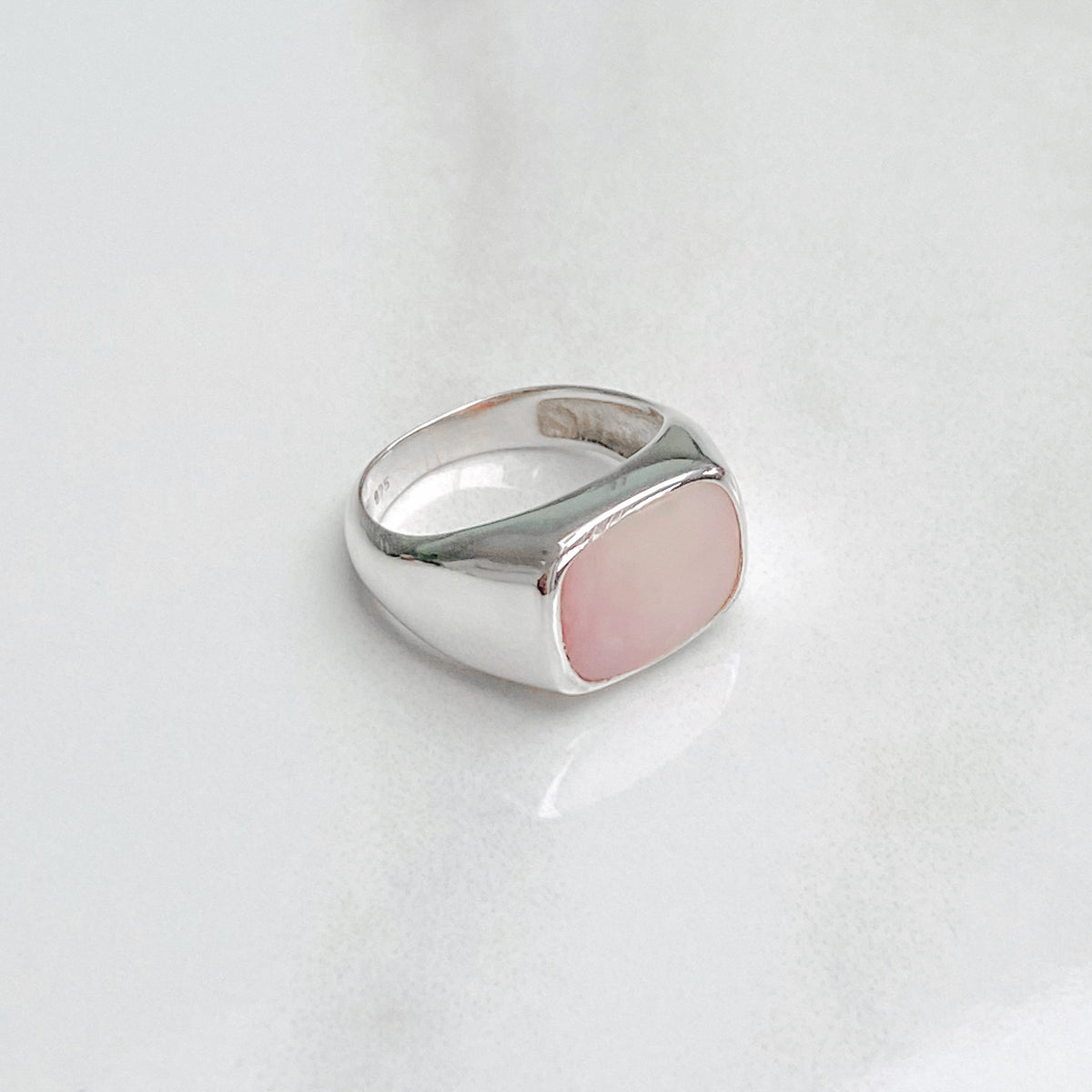 Pink Opal Signet Ring