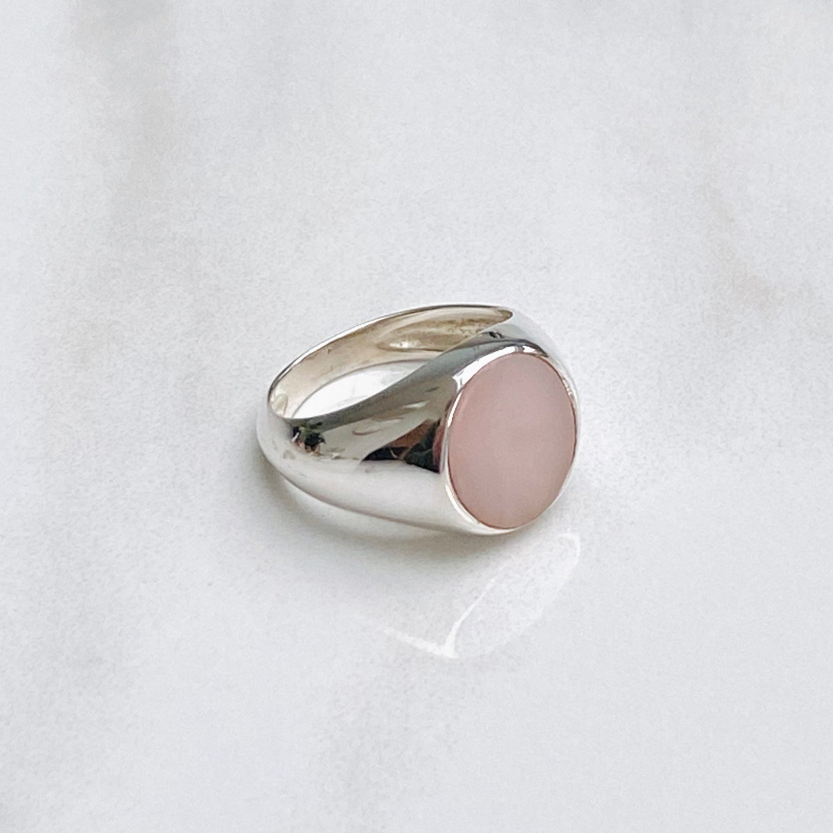 Pink Opal Signet Ring