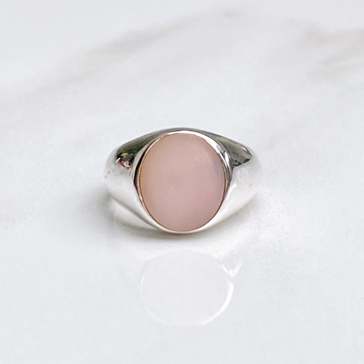 Pink Opal Signet Ring